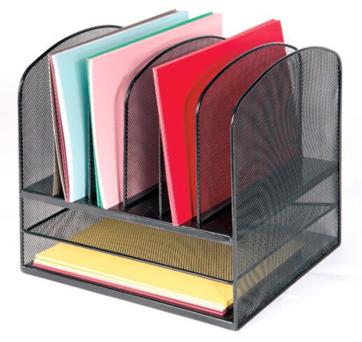 Metal Mesh Desktop File Organizer File Sorter Desk File Tray Organizer